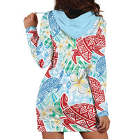 Palaka with Honu and Plumeria Hoodie Dress Hawaiian Heritage Spirit - Polynesian Pride