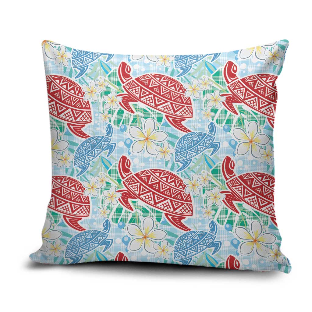 Palaka with Honu and Plumeria Pillow Cover Hawaiian Heritage Spirit - Polynesian Pride
