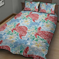 Palaka with Honu and Plumeria Quilt Bed Set Hawaiian Heritage Spirit - Polynesian Pride