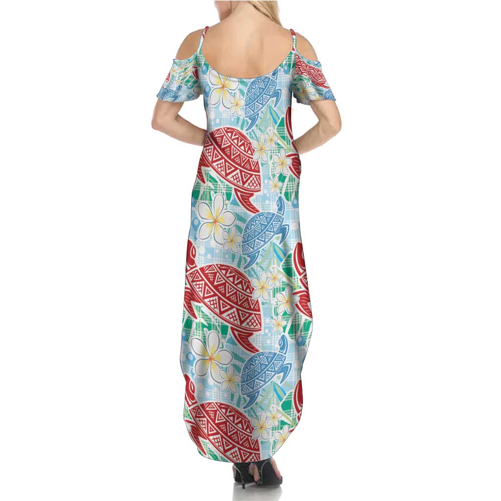 Palaka with Honu and Plumeria Summer Maxi Dress Hawaiian Heritage Spirit - Polynesian Pride