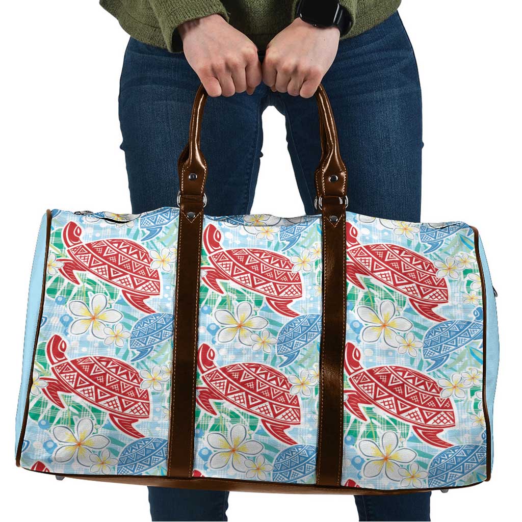 Palaka with Honu and Plumeria Travel Bag Hawaiian Heritage Spirit - Polynesian Pride
