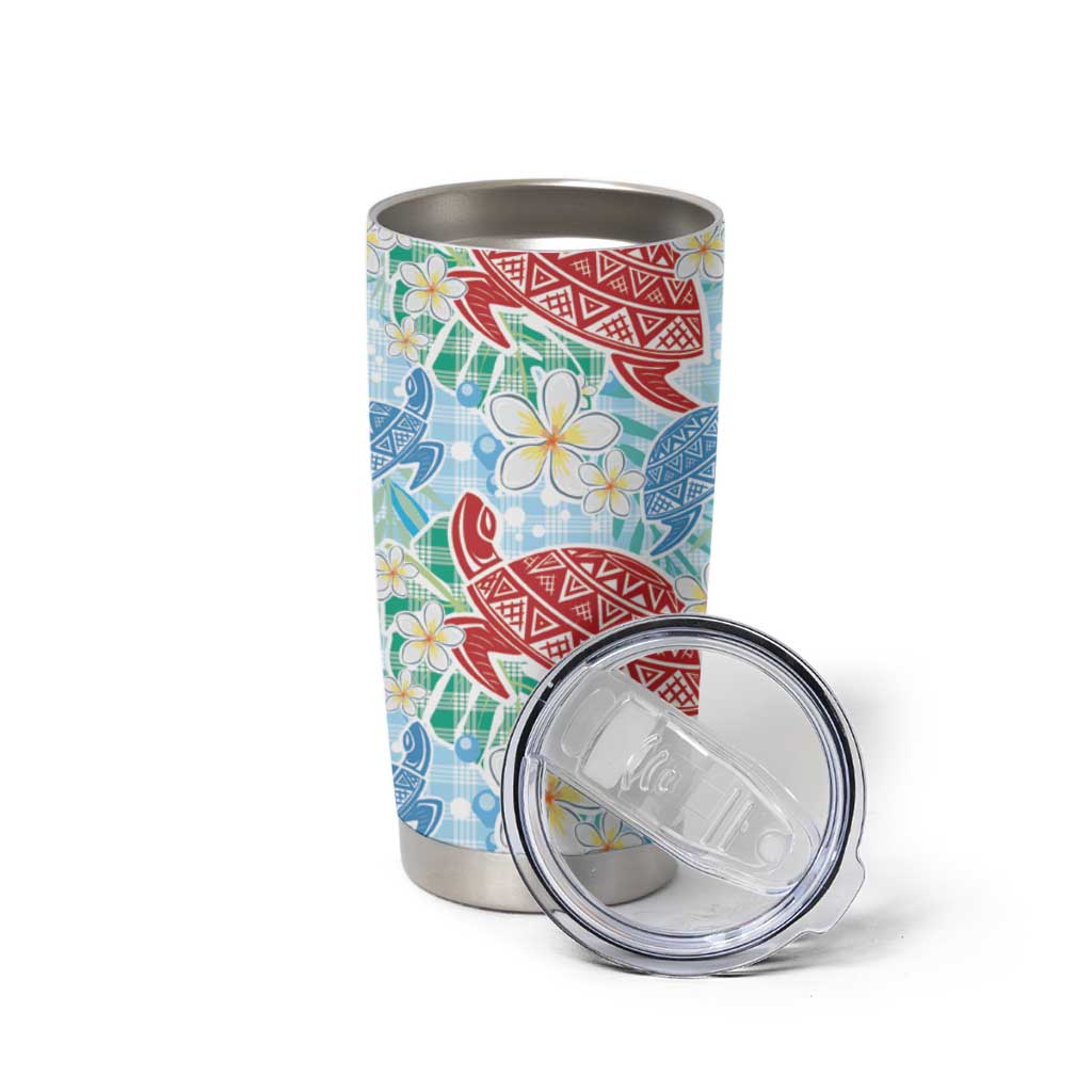 Palaka with Honu and Plumeria Tumbler Cup Hawaiian Heritage Spirit - Polynesian Pride