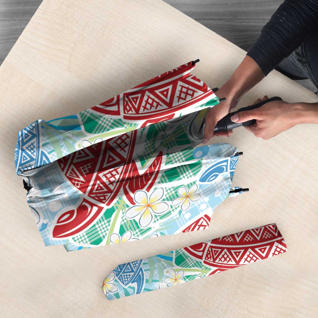 Palaka with Honu and Plumeria Umbrella Hawaiian Heritage Spirit - Polynesian Pride