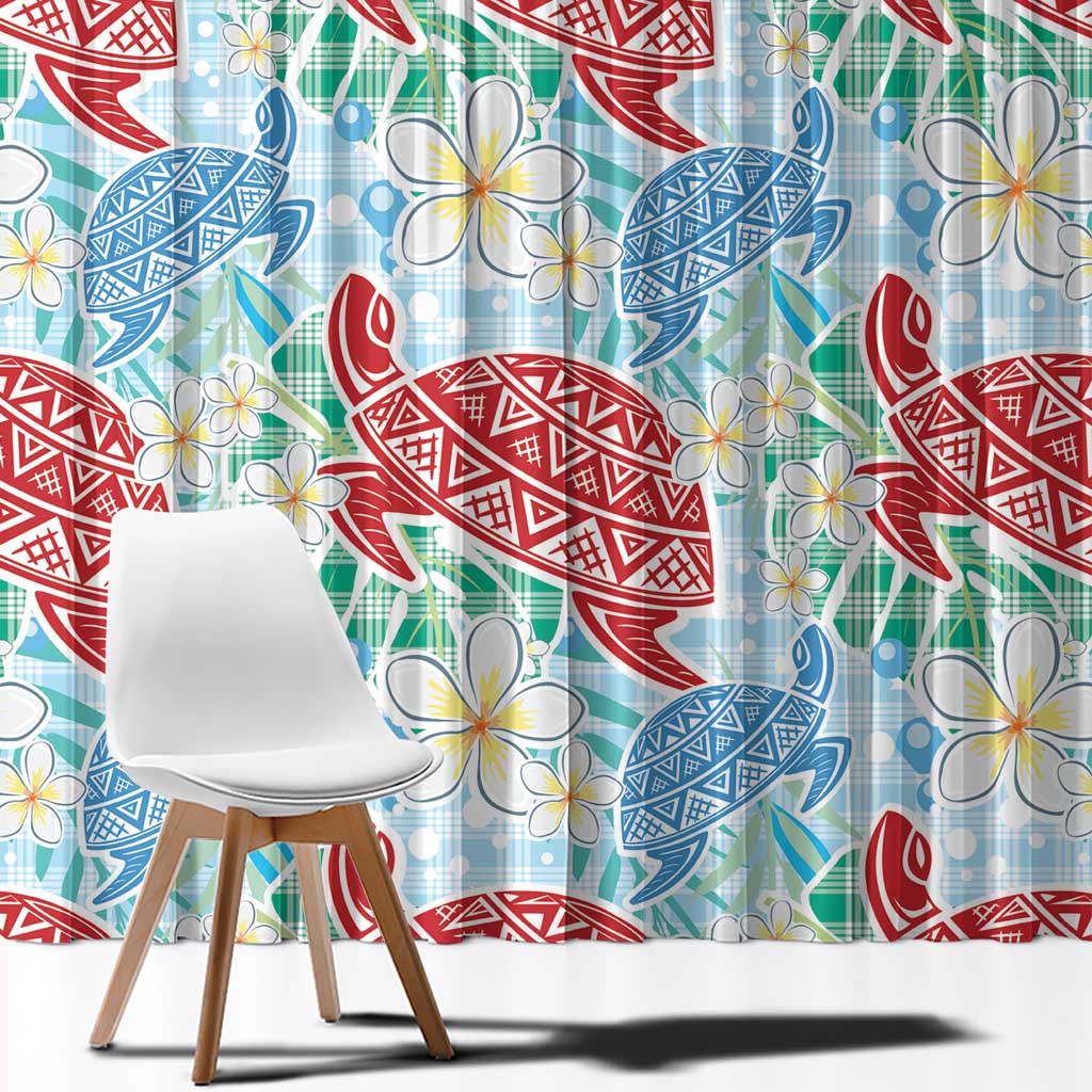 Palaka with Honu and Plumeria Window Curtain Hawaiian Heritage Spirit - Polynesian Pride