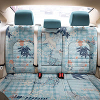 Blue Palaka Crane and Flowers Back Car Seat Cover Japan Heritage Spirit - Polynesian Pride