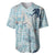 Blue Palaka Crane and Flowers Baseball Jersey Japan Heritage Spirit - Polynesian Pride
