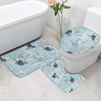 Blue Palaka Crane and Flowers Bathroom Set Japan Heritage Spirit - Polynesian Pride
