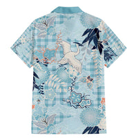 Blue Palaka Crane and Flowers Family Matching Mermaid Dress and Hawaiian Shirt Japan Heritage Spirit LT9 - Polynesian Pride