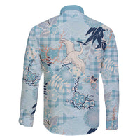 Blue Palaka Crane and Flowers Family Matching Puletasi and Hawaiian Shirt Japan Heritage Spirit LT9 - Polynesian Pride