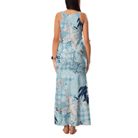 Blue Palaka Crane and Flowers Family Matching Tank Maxi Dress and Hawaiian Shirt Japan Heritage Spirit - Polynesian Pride