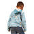 Blue Palaka Crane and Flowers Kid Hoodie Japan Heritage Spirit - Polynesian Pride