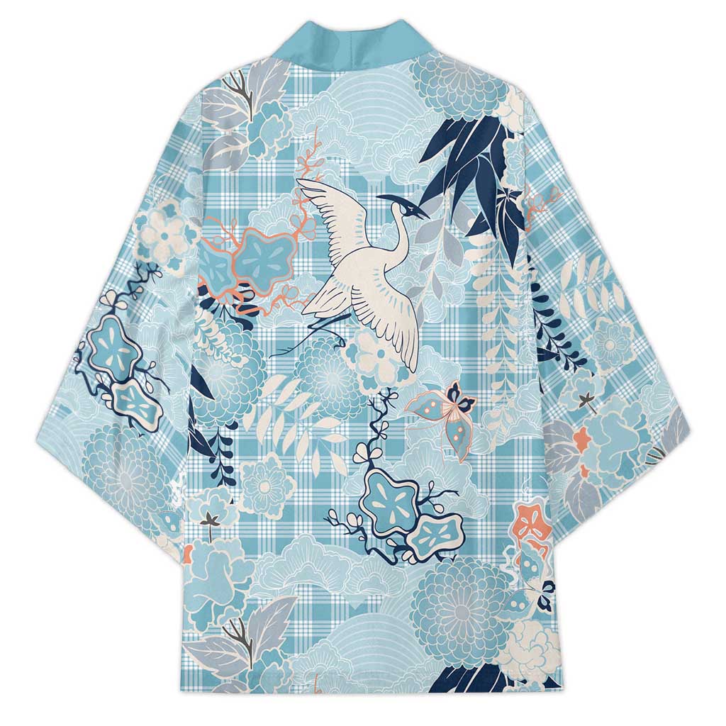 Blue Palaka Crane and Flowers Kimono Japan Heritage Spirit - Polynesian Pride