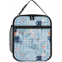 Blue Palaka Crane and Flowers Lunch Bag Japan Heritage Spirit LT9 10.2 × 8.3 × 4.3 inch Blue - Polynesian Pride