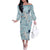 Blue Palaka Crane and Flowers Off The Shoulder Long Sleeve Dress Japan Heritage Spirit - Polynesian Pride