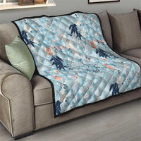 Blue Palaka Crane and Flowers Quilt Japan Heritage Spirit - Polynesian Pride