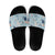 Blue Palaka Crane and Flowers Slide Sandals Japan Heritage Spirit - Polynesian Pride