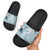 Blue Palaka Crane and Flowers Slide Sandals Japan Heritage Spirit - Polynesian Pride