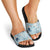 Blue Palaka Crane and Flowers Slide Sandals Japan Heritage Spirit - Polynesian Pride