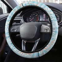 Blue Palaka Crane and Flowers Steering Wheel Cover Japan Heritage Spirit - Polynesian Pride