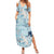 Blue Palaka Crane and Flowers Summer Maxi Dress Japan Heritage Spirit - Polynesian Pride