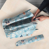 Blue Palaka Crane and Flowers Umbrella Japan Heritage Spirit - Polynesian Pride