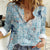 Blue Palaka Crane and Flowers Women Casual Shirt Japan Heritage Spirit - Polynesian Pride
