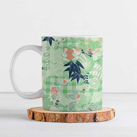 Green Palaka Crane and Flowers Ceramic Mug Japan Heritage Spirit - Polynesian Pride
