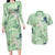 Green Palaka Crane and Flowers Couples Matching Long Sleeve Bodycon Dress and Hawaiian Shirt Japan Heritage Spirit - Polynesian Pride