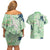 Green Palaka Crane and Flowers Couples Matching Off Shoulder Short Dress and Hawaiian Shirt Japan Heritage Spirit - Polynesian Pride