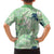 Green Palaka Crane and Flowers Family Matching Off Shoulder Maxi Dress and Hawaiian Shirt Japan Heritage Spirit - Polynesian Pride