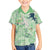 Green Palaka Crane and Flowers Family Matching Off Shoulder Maxi Dress and Hawaiian Shirt Japan Heritage Spirit - Polynesian Pride