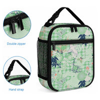 Green Palaka Crane and Flowers Lunch Bag Japan Heritage Spirit LT9 - Polynesian Pride