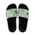 Green Palaka Crane and Flowers Slide Sandals Japan Heritage Spirit - Polynesian Pride