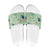 Green Palaka Crane and Flowers Slide Sandals Japan Heritage Spirit - Polynesian Pride
