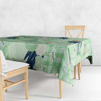Green Palaka Crane and Flowers Tablecloth Japan Heritage Spirit - Polynesian Pride