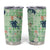 Green Palaka Crane and Flowers Tumbler Cup Japan Heritage Spirit - Polynesian Pride