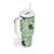 Green Palaka Crane and Flowers Tumbler With Handle Japan Heritage Spirit - Polynesian Pride