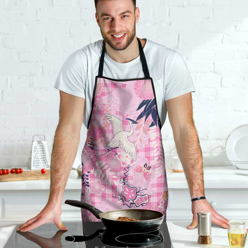 Pink Palaka Crane and Flowers Apron Japan Heritage Spirit - Polynesian Pride
