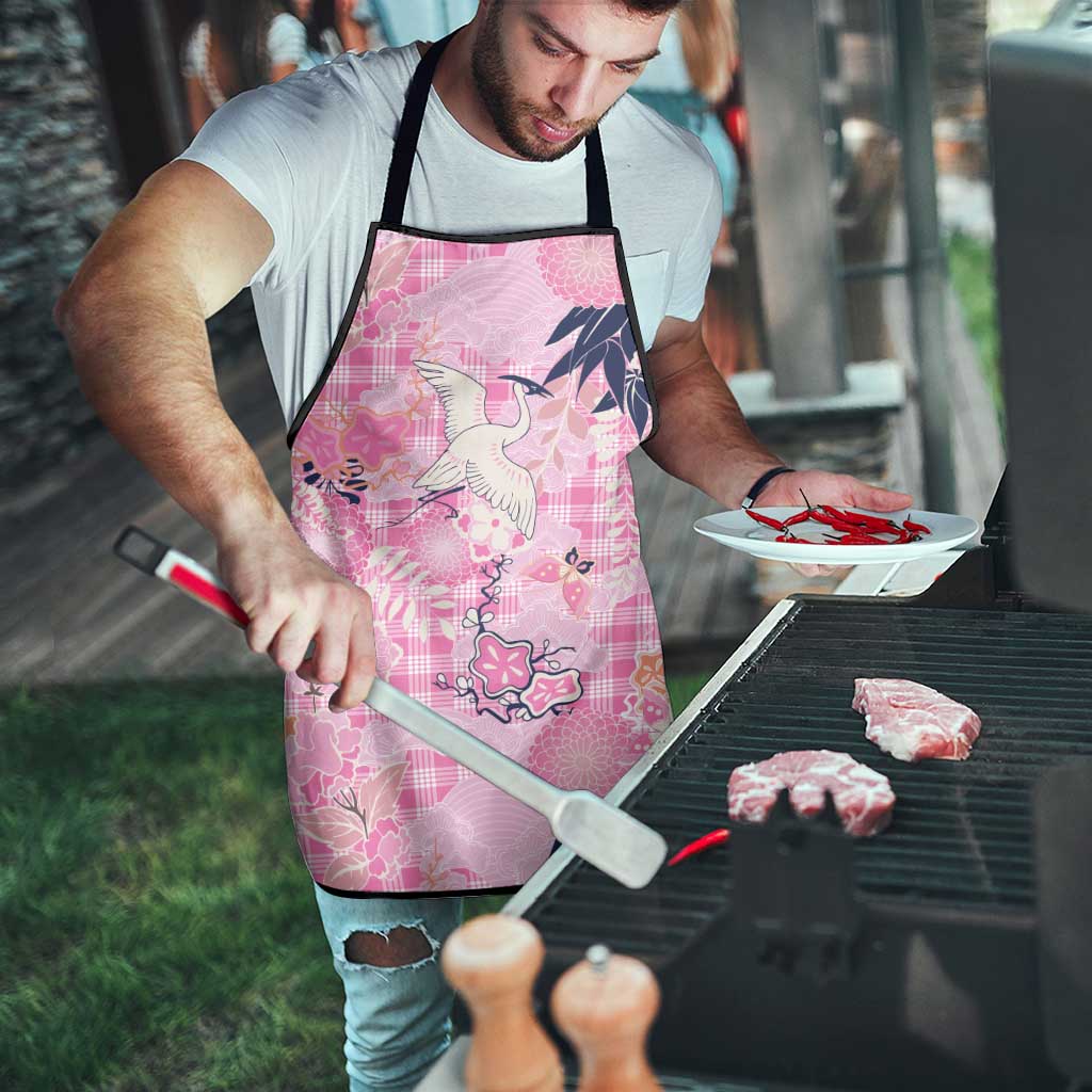 Pink Palaka Crane and Flowers Apron Japan Heritage Spirit - Polynesian Pride