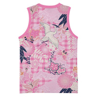 Pink Palaka Crane and Flowers Basketball Jersey Japan Heritage Spirit LT9 - Polynesian Pride