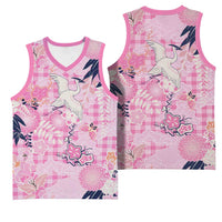 Pink Palaka Crane and Flowers Basketball Jersey Japan Heritage Spirit LT9 - Polynesian Pride