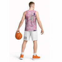 Pink Palaka Crane and Flowers Basketball Jersey Japan Heritage Spirit LT9 - Polynesian Pride