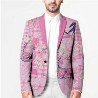 Pink Palaka Crane and Flowers Blazer Japan Heritage Spirit - Polynesian Pride