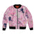 Pink Palaka Crane and Flowers Bomber Jacket Japan Heritage Spirit - Polynesian Pride