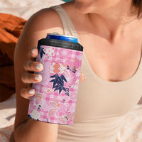 Pink Palaka Crane and Flowers 4 in 1 Can Cooler Tumbler Japan Heritage Spirit - Polynesian Pride