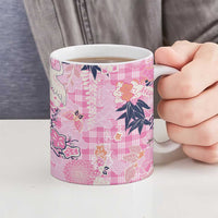 Pink Palaka Crane and Flowers Ceramic Mug Japan Heritage Spirit - Polynesian Pride