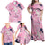 Pink Palaka Crane and Flowers Family Matching Off Shoulder Maxi Dress and Hawaiian Shirt Japan Heritage Spirit - Polynesian Pride