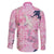 Pink Palaka Crane and Flowers Family Matching Off Shoulder Maxi Dress and Hawaiian Shirt Japan Heritage Spirit - Polynesian Pride