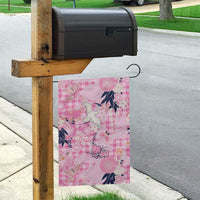 Pink Palaka Crane and Flowers Garden Flag Japan Heritage Spirit - Polynesian Pride