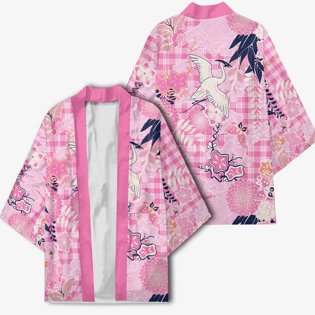 Pink Palaka Crane and Flowers Kimono Japan Heritage Spirit - Polynesian Pride
